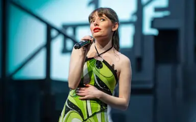 student singing