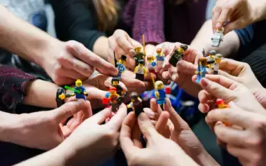 Kids playing with legos